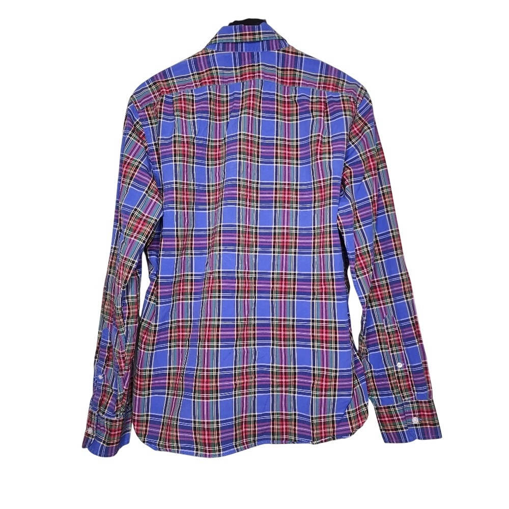 J Crew Plaid Button Down Shirt Blue Red Long Sleeve Cotton Classic Preppy Mens L - Picture 2 of 5